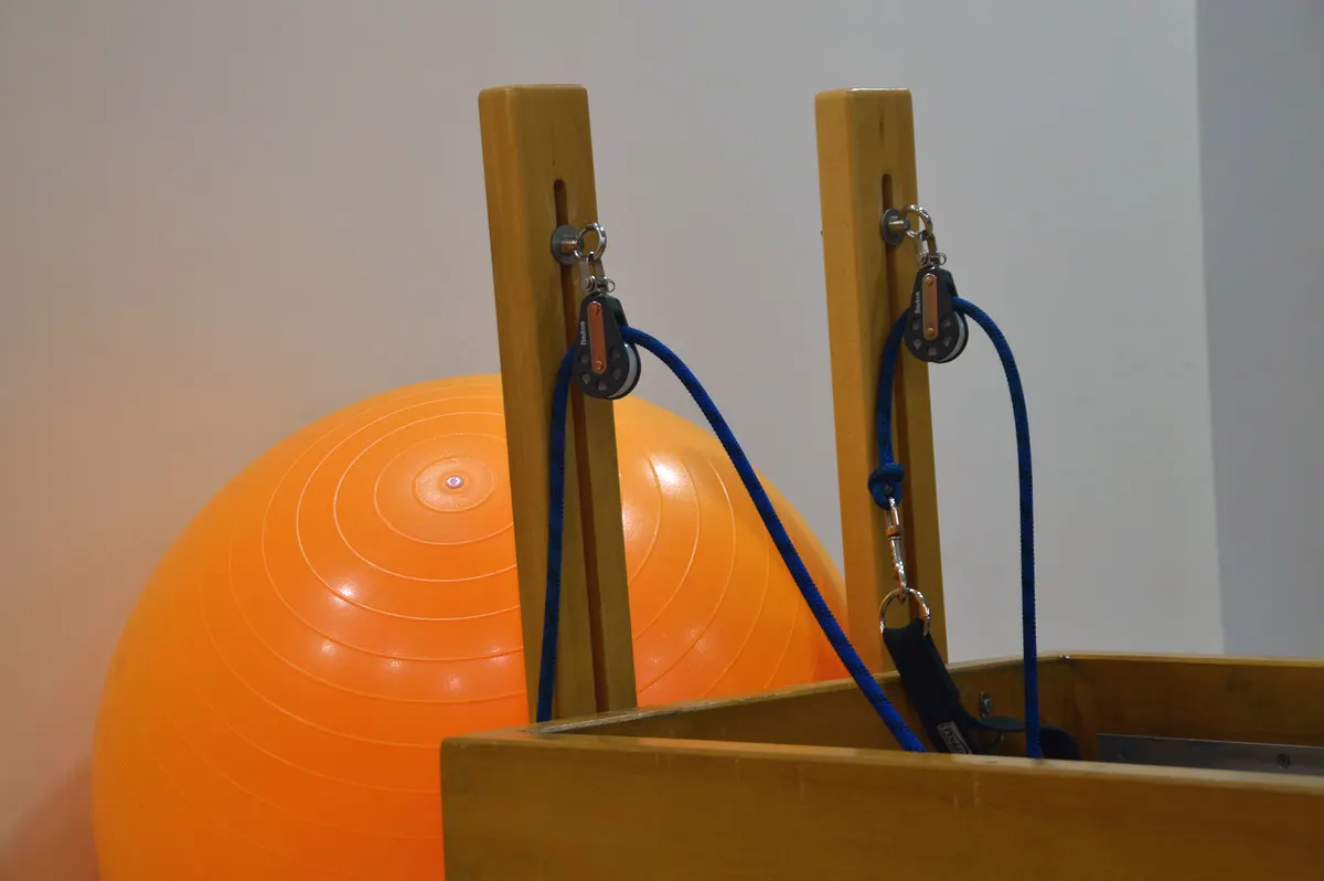 Exercise ball and wooden equipment