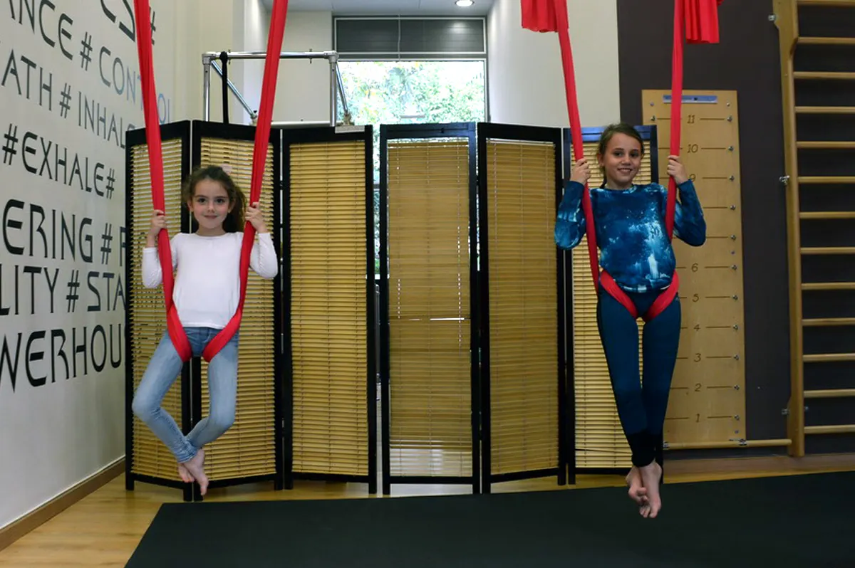 Children on the aerial silks
